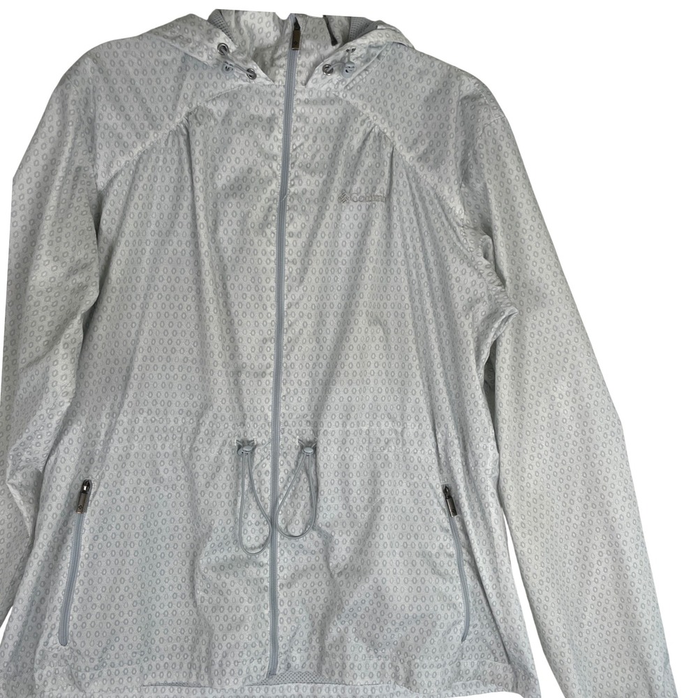 Columbia Women's XL Windbreaker Jacket Hooded Full Zip Diamond Pattern